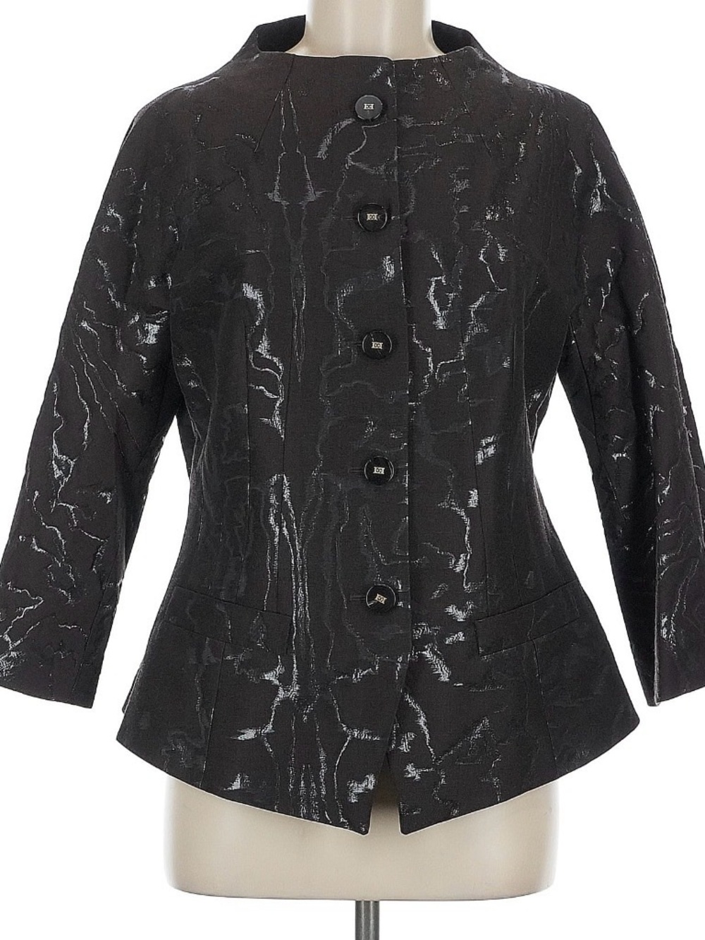 NWT Escada Metálica Black Blazer - Formal Coat Jacket - 3/4 Sleeve EU 40 US 10